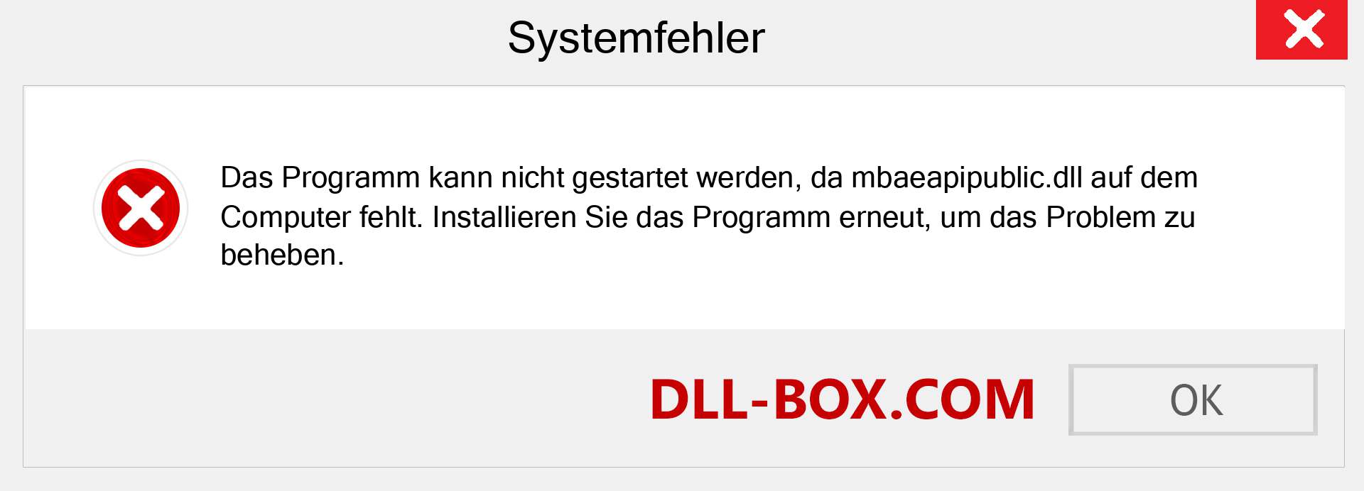 mbaeapipublic.dll-Datei fehlt?. Download für Windows 7, 8, 10 - Fix mbaeapipublic dll Missing Error unter Windows, Fotos, Bildern